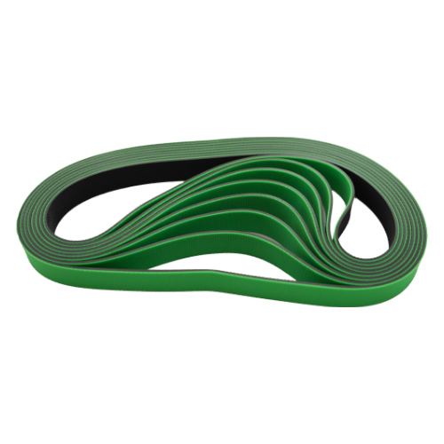 Cinta transportadora elástica con revestimiento de silicona verde